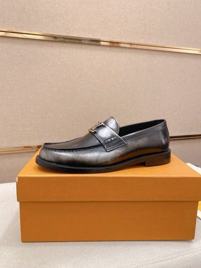 LV Black calfskin Leather Shoes-LV Man Business Leather Shoes